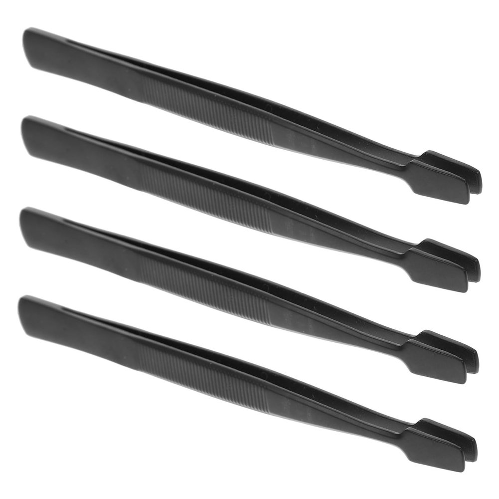 Didiseaon 4pcs Stainless Steel Eyelash Tweezers Straight Tip Lash Applicator Tool for Eyelash Extensions and Fake Lashes Ergonomic Design for Easy Grip and Use