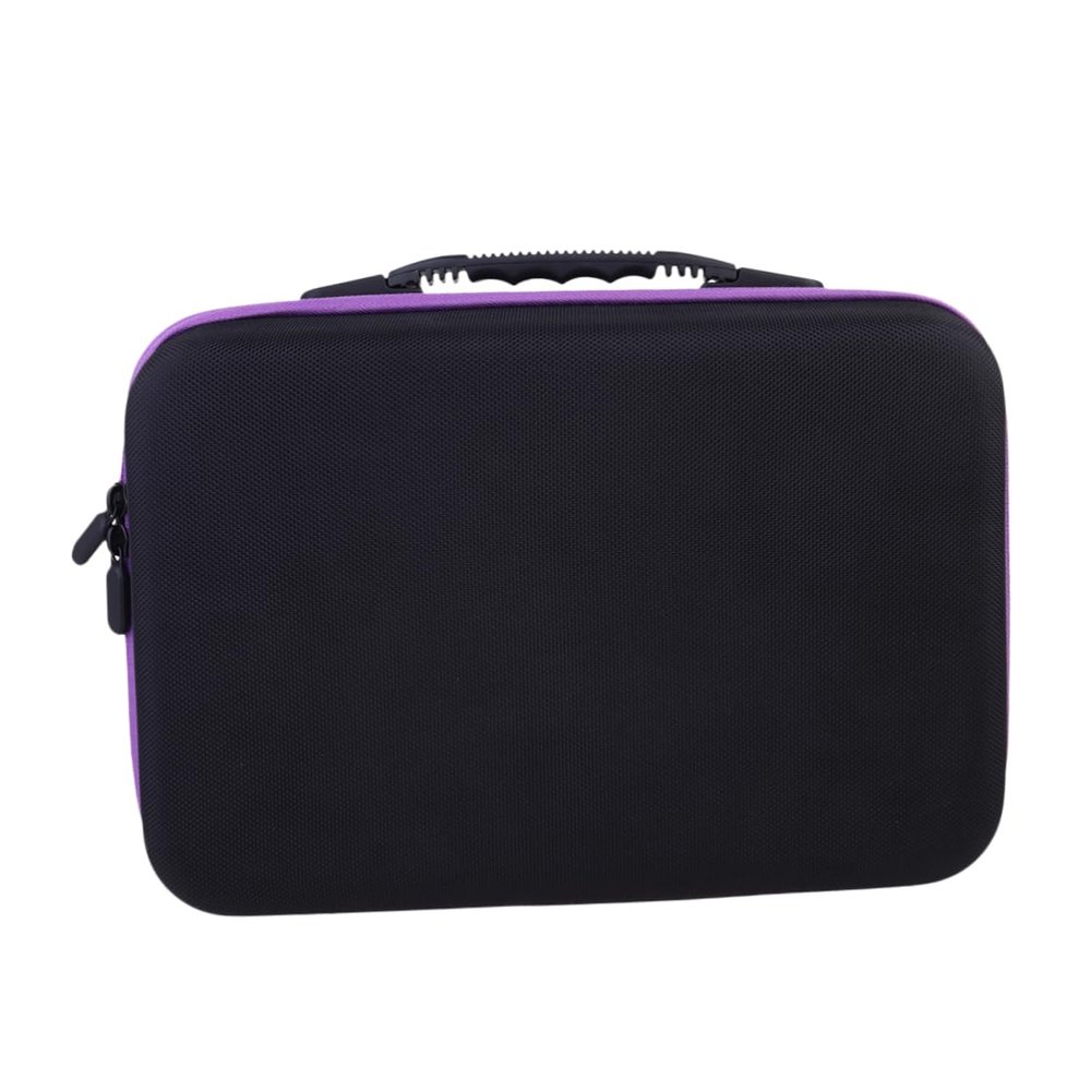 Angoily 60grid Essential Oils Storage Bag Essential Oil Organizer Portable Travel Case for Bottles Shockproof and Drop- Zipper Design Purple