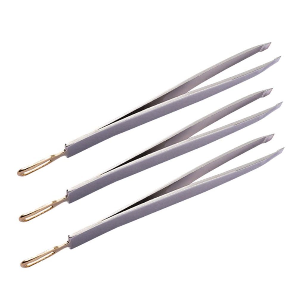 Angoily 3pcs Stainless Steel Eyebrow Tweezers Handheld Brow Clamps for Removal and Grooming for Eyebrow and Eyelash Care