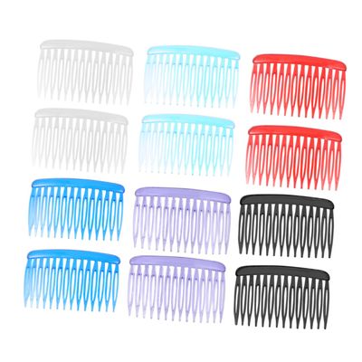 Angoily 12pcs Vintage Plastic Hair Side Combs for Women Colorful Slide Hair Clips Elegant Design for Everyday Use Accessories for Girls Random Color