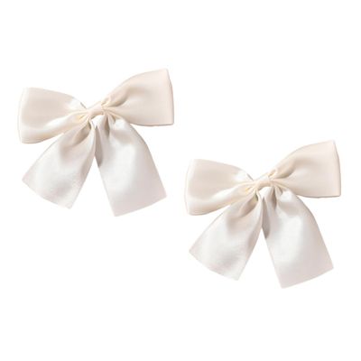 Angoily Satin Bow Bride Elegant Hair Bow 2pcs Set Back Hair Bowknots for Wedding Bridal Hair Accessories Tulle Bowknots for Girls