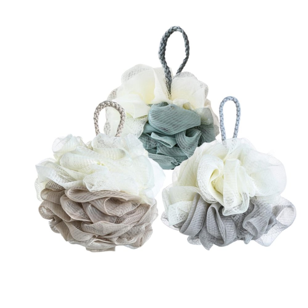 FRCOLOR 6pcs Bath Ball Bubble Making Net Grey and Green Soft Bath Puff for Women