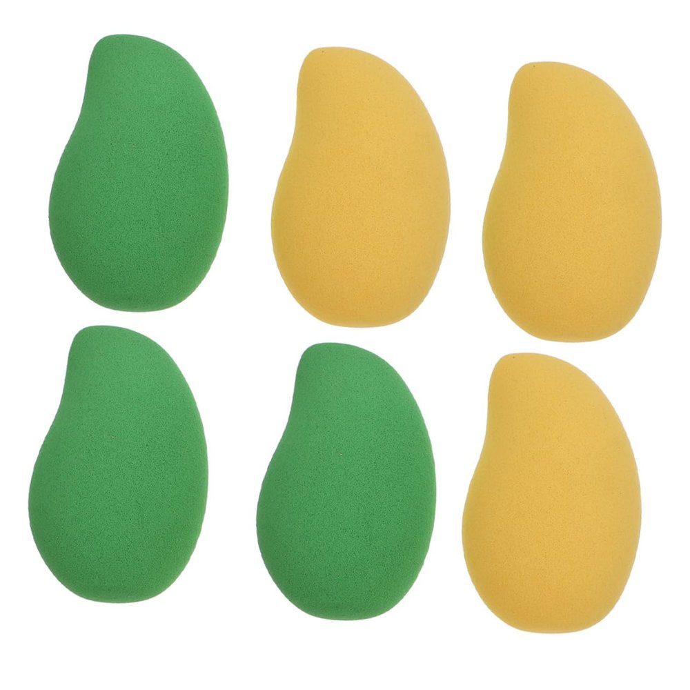Mipcase 6pcs Dual-purpose Mango-shape Makeup Sponge for Wet and Dry Use Soft Powder Puff for Foundation Blending for Daily Makeup Application and Green