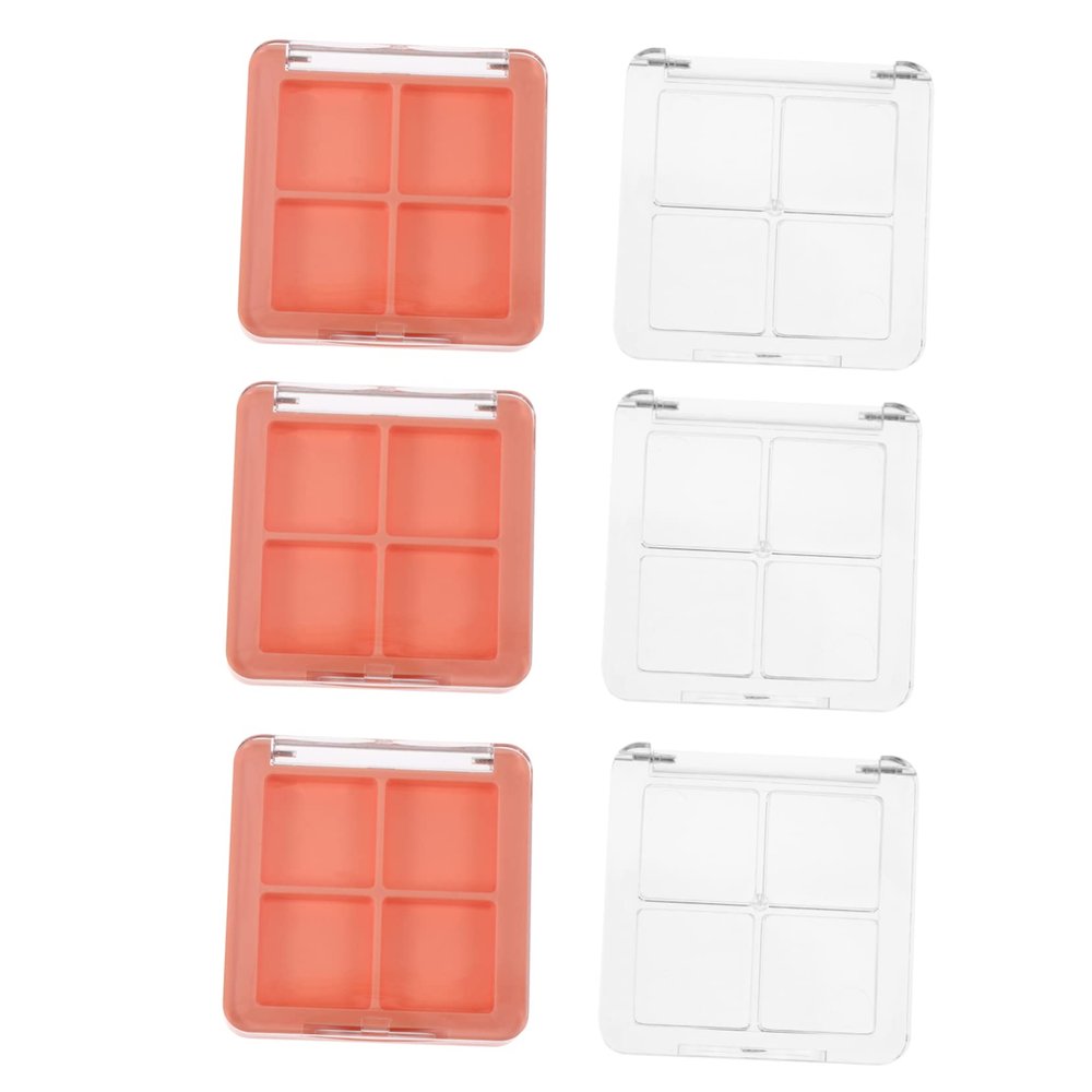 Angoily 6pcs 4 Eye Shadow Box Eyeshadow Empty Lipstick Storage Case Makeup Case Cosmetic Box Make up Travel, As Shown, 6x6cm