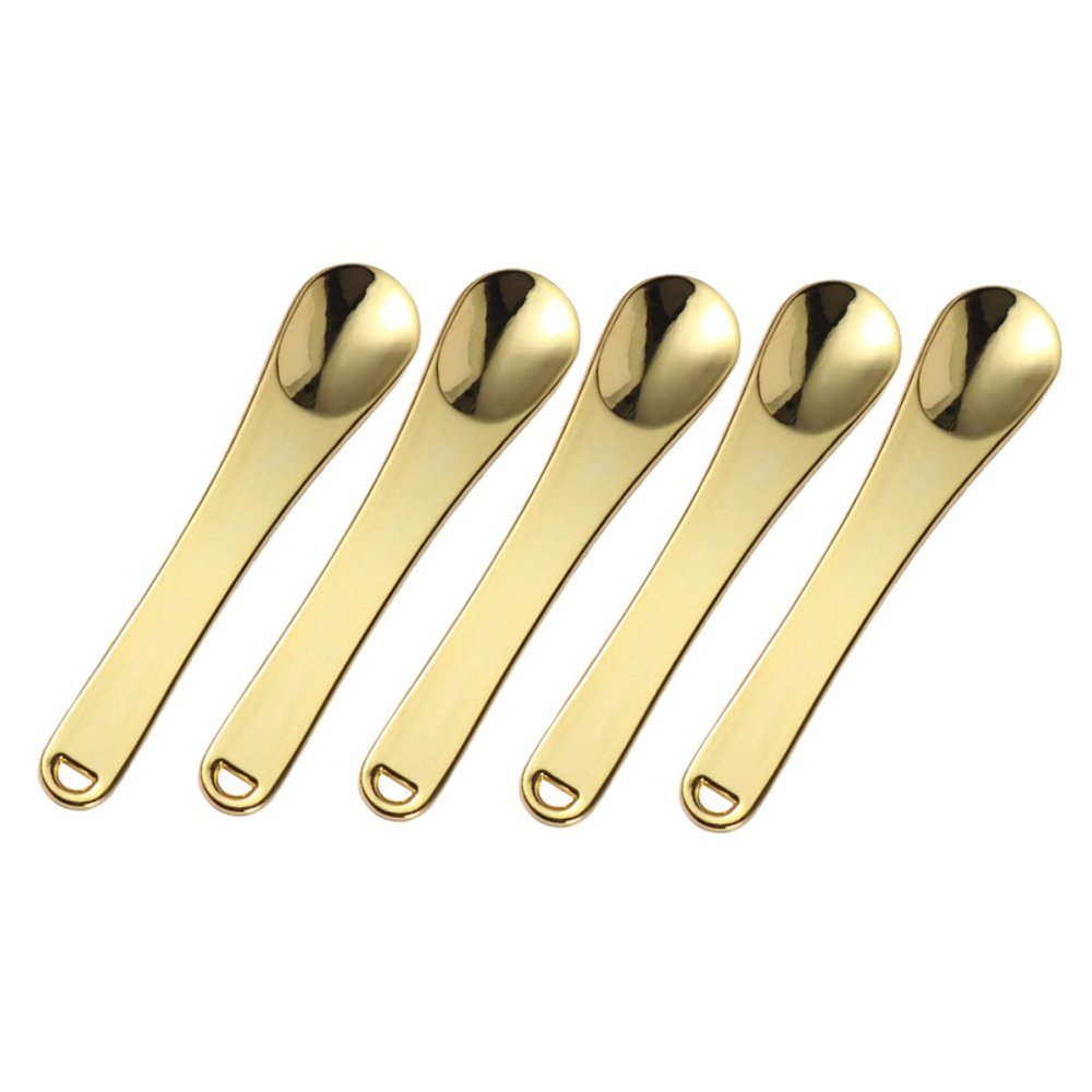SOLUSTRE 5pcs Mini Cosmetic Spatulas Face Cream Applicators Beauty Scoops for Skincare Gold Easy to Use Eye Cream and Lotion for Sampling and Applying Products