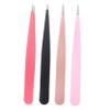 Didiseaon 4pcs Stainless Steel Eyebrow Tweezers Pointed Eyebrow Clips for Precision Grooming Ergonomic Design for Easy Handling for Personal and view 1