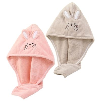 Angoily 2Pcs Hair Drying Cap Set Soft Comfortable Hair Wrap Towel Fast Drying Buckle for Long Curly Hair