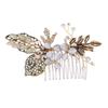 Angoily 1pc Handmade Rhinestone Bridal Hair Accessory Vintage Golden Headpiece for Weddings Parties Engagements Special Occasions Elegant Women Hair Ornament for Bride Bridesmaids Flower view 1