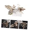 Angoily 1pc Handmade Rhinestone Bridal Hair Accessory Vintage Golden Headpiece for Weddings Parties Engagements Special Occasions Elegant Women Hair Ornament for Bride Bridesmaids Flower view 2