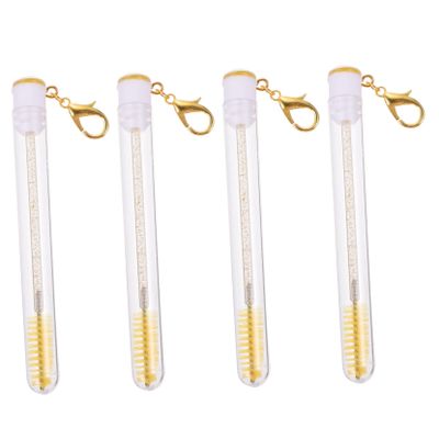 NOLITOY 4pcs Eyelash Brush Keychain Rhinestones Portable Makeup Applicator for Eyelash Extensions Material Lightweight Design for Easy Carrying and Storage