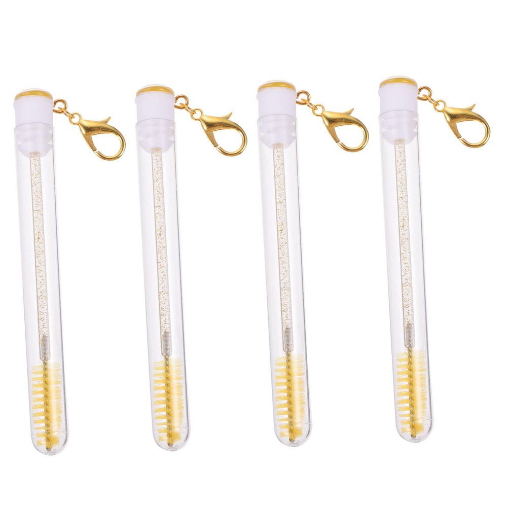 NOLITOY 4pcs Eyelash Brush Keychain Rhinestones Portable Makeup Applicator for Eyelash Extensions Material Lightweight Design for Easy Carrying and Storage