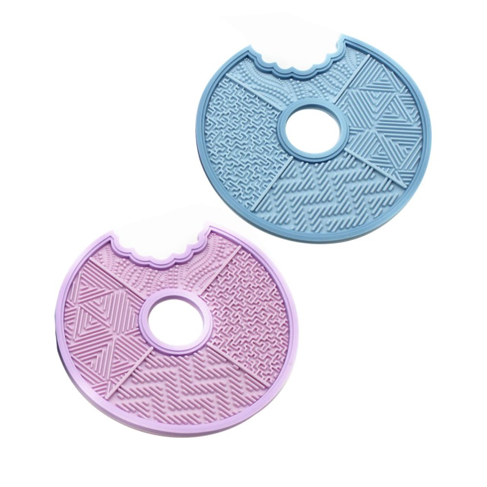 Angoily 2pcs Silicone Makeup Brush Cleaning Mat Efficient Brush Cleaning Pads Blue and Purple for Home and Beauty Salon Use Durable and Easy to Clean