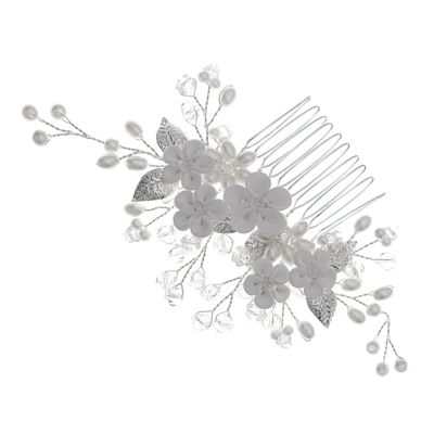 Angoily Wedding Headdress for Bride Hair Accessory Pearl Flower Headpiece Hair Comb Decor