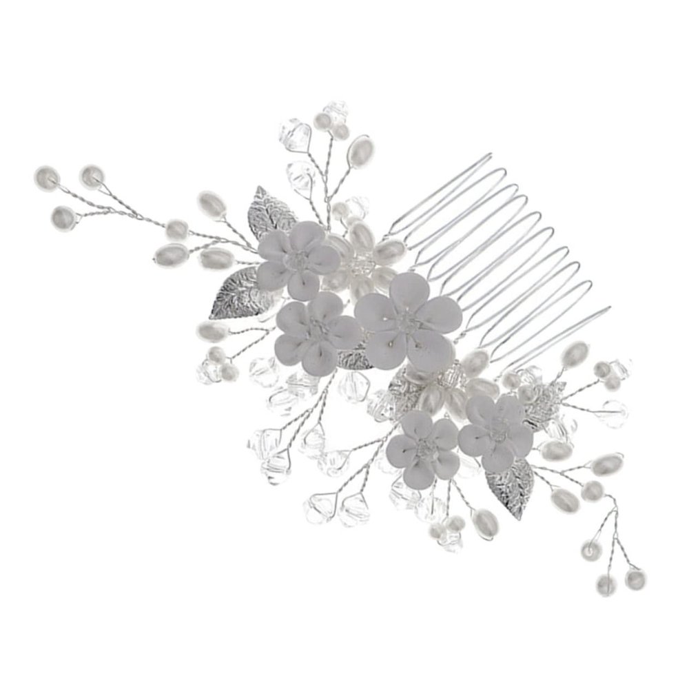 Angoily Wedding Headdress for Bride Hair Accessory Pearl Flower Headpiece Hair Comb Decor