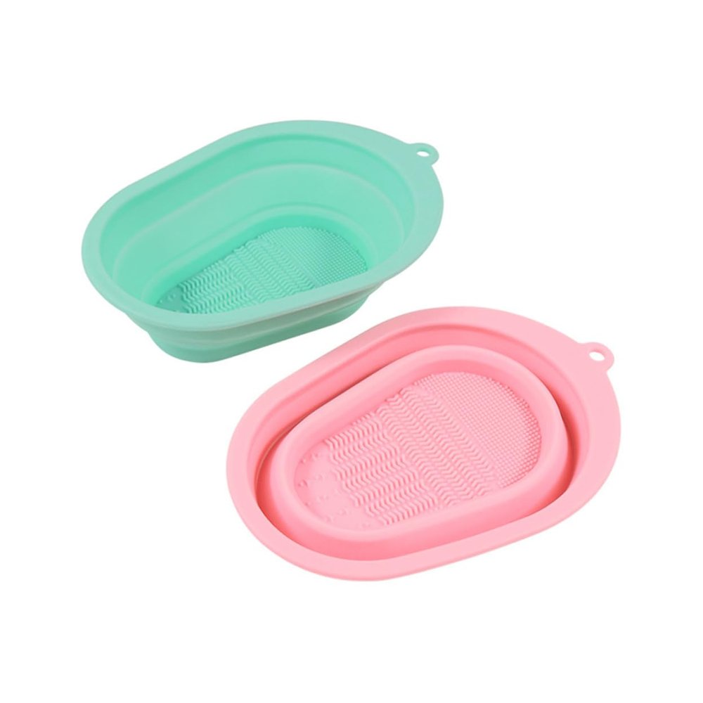 Angoily 2pcs Silicone Makeup Brush Cleaning Mat Flexible and Portable Brush Cleaner for Home Travel Durable Includes Green Pink Mat for Efficient Cleaning