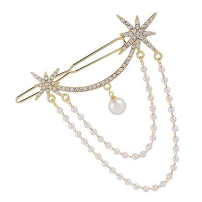 Didiseaon 1pc Elegant Pearl Rhinestone Hair Clip for Women Unique Girls Tassel Hair Clamp Stylish Decoration for Weddings and Parties Lightweight and Portable Accessory