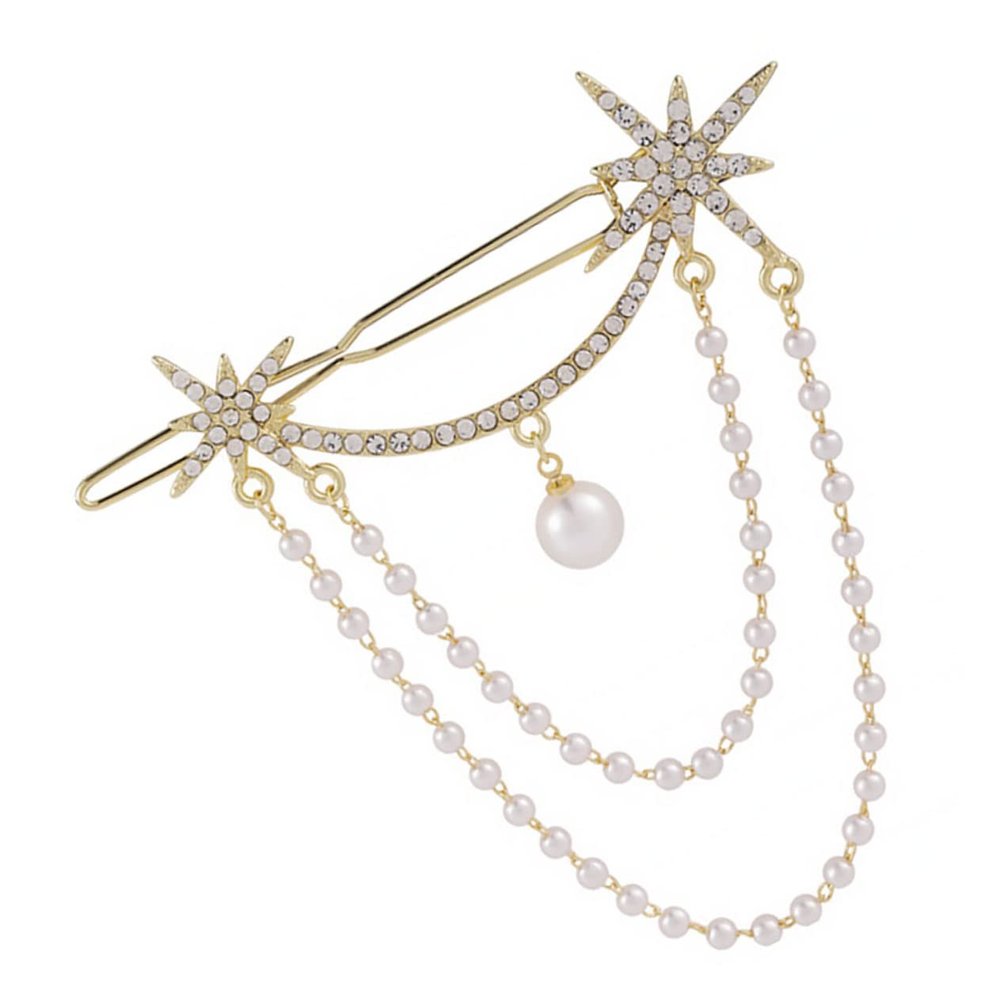 Didiseaon 1pc Elegant Pearl Rhinestone Hair Clip for Women Unique Girls Tassel Hair Clamp Stylish Decoration for Weddings and Parties Lightweight and Portable Accessory