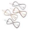 Beatifufu 4pcs Hollow Design Pearl Hairpin Rhinestone Clips Bowknot Side Hairpin for Women Fashion Hair Clips view 1