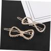 Beatifufu 4pcs Hollow Design Pearl Hairpin Rhinestone Clips Bowknot Side Hairpin for Women Fashion Hair Clips view 3