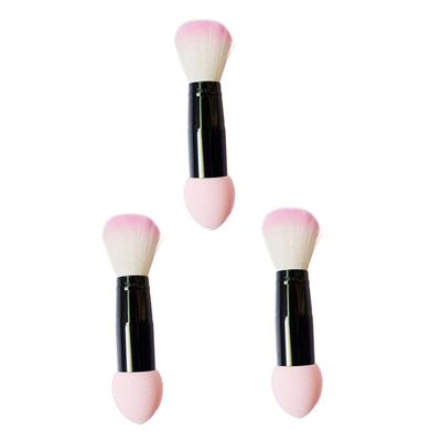 NOLITOY 3pcs Fluffy Double-sided Blush Makeup Brush for Women Non-shedding Easy-clean Blush and Foundation Application Tools for Home Travel Use