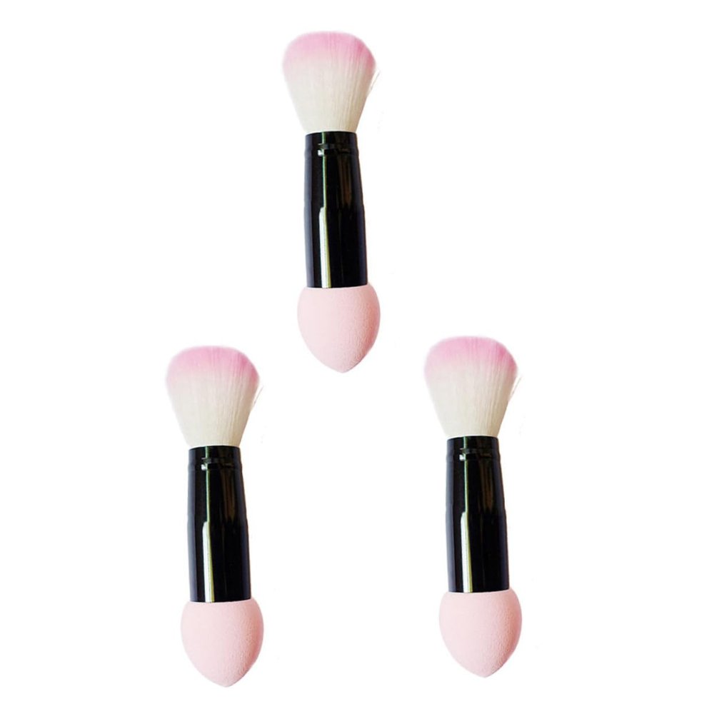 NOLITOY 3pcs Fluffy Double-sided Blush Makeup Brush for Women Non-shedding Easy-clean Blush and Foundation Application Tools for Home Travel Use