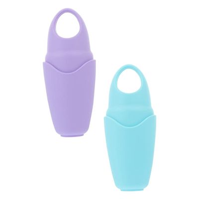 Angoily 2pcs Portable Silicone Facial Ice Cooling Massage Tool for Face and Eyes Enhances Blood Circulation Reduces Puffiness and Dark Circles Easy to Use and Carry Purple Blue