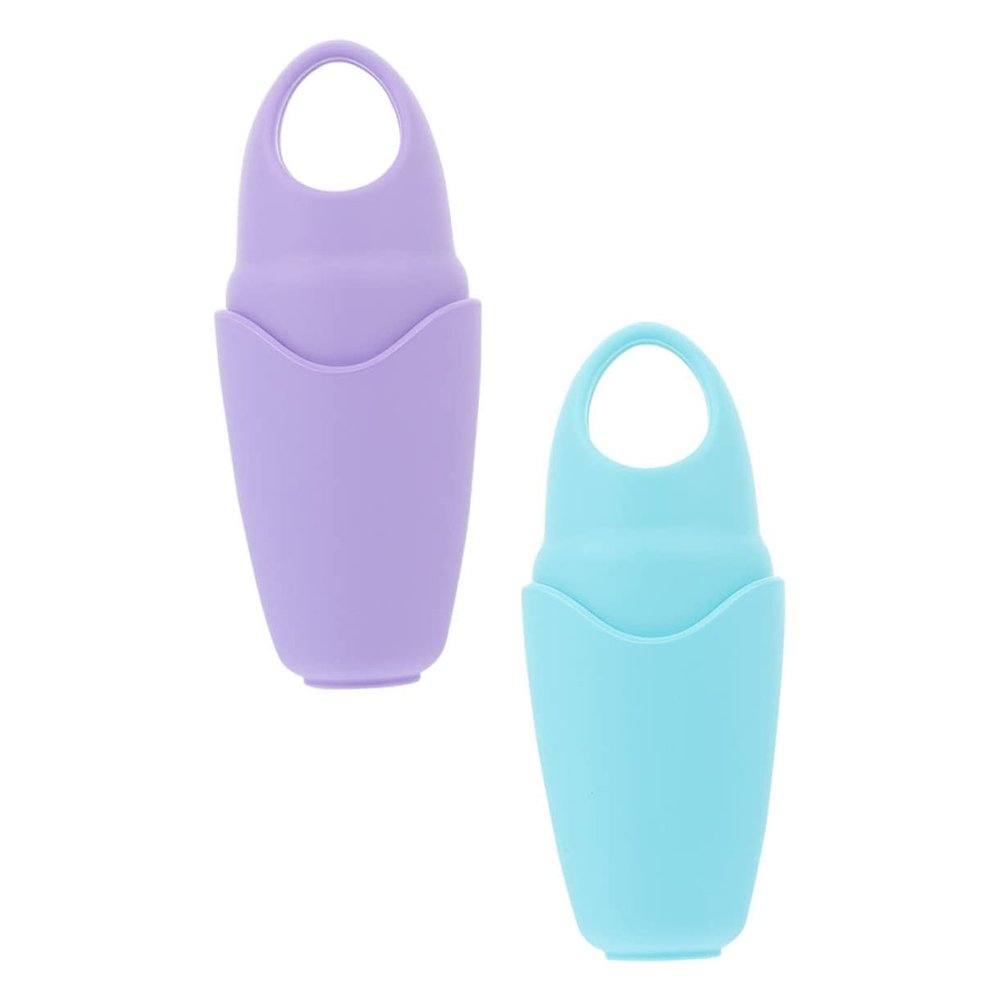 Angoily 2pcs Portable Silicone Facial Ice Cooling Massage Tool for Face and Eyes Enhances Blood Circulation Reduces Puffiness and Dark Circles Easy to Use and Carry Purple Blue