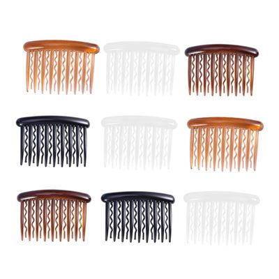 Beatifufu 48pcs Plastic Hair Combs Teeth Wave Side Combs for Fine Hair Black Dark Coffee Light Coffee and Transparent White for Weddings and Everyday Use