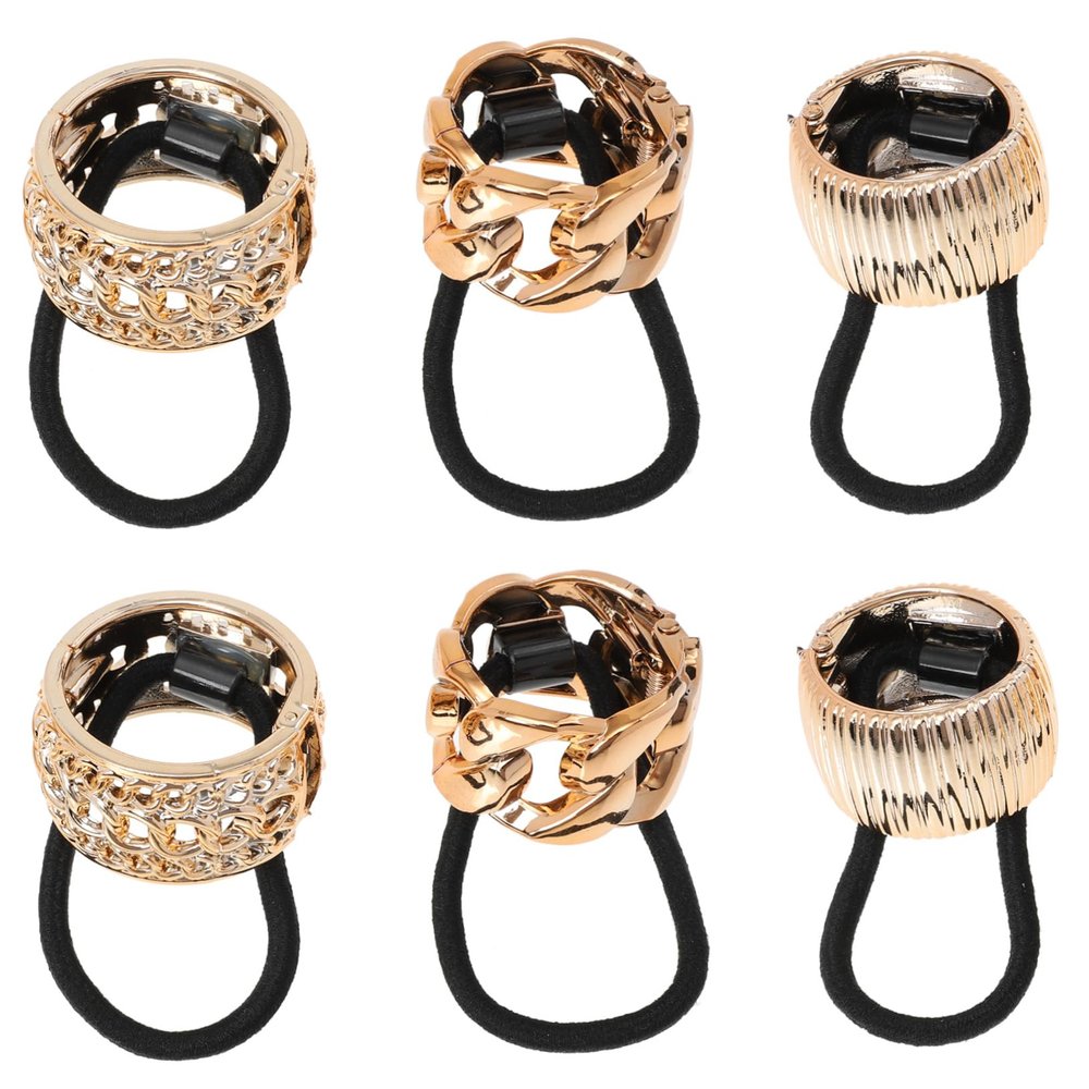 Angoily 6pcs Rose Gold Plated Ponytail Cuffs Elegant Hair Tie Bands for Women for Workouts Travel Special Occasions Stylish Hair Accessories to Elevate Your Look