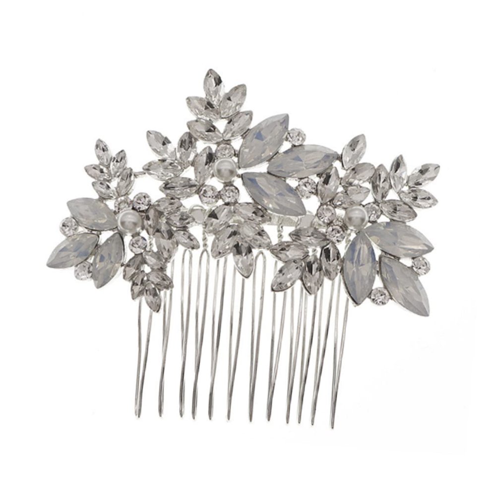 Angoily Floral Hair Comb Clip Rhinestone Accents for Brides Understated Design Wedding Hairpin Hair Accessory for Elegant Hairstyles and Luxurious Finish