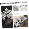 Angoily Floral Hair Comb Clip Rhinestone Accents for Brides Understated Design Wedding Hairpin Hair Accessory for Elegant Hairstyles and Luxurious Finish view 4