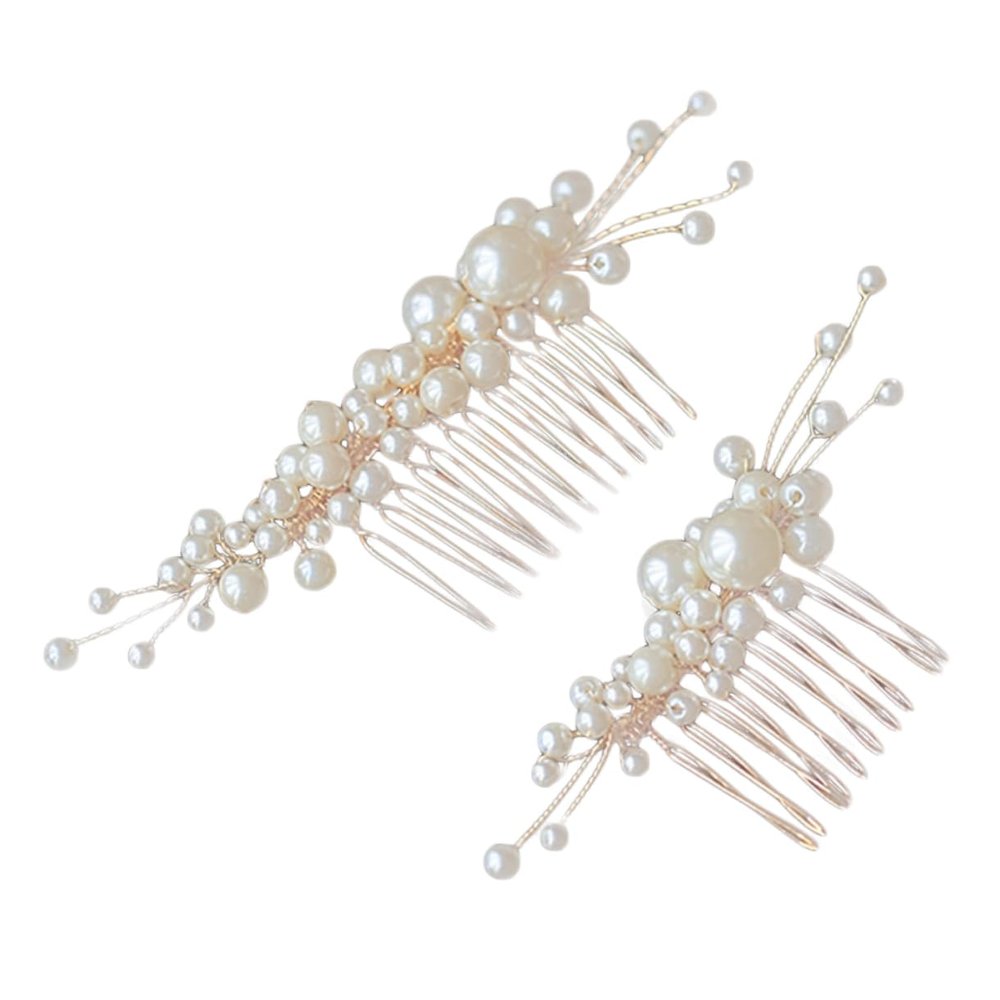Beatifufu 2pcs Handmade Pearl Hair Comb for Bridal Hair Decoration Elegant Wedding Hairpins for Women Versatile Pearl Accessories for Brides and Bridesmaids