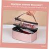 Angoily Travel Toiletries Makeup Bag Double Cosmetic Storage Bag Women Toiletry for Travel Pink view 2