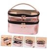 Angoily Travel Toiletries Makeup Bag Double Cosmetic Storage Bag Women Toiletry for Travel Pink view 4