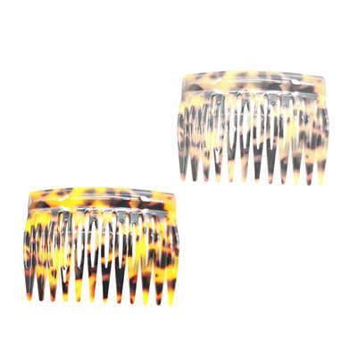 Angoily 2pcs Retro French Hair Combs Teeth Acetate Clips for Women and Girls Leopard Print Side Combs for Bangs and Updos Hair Accessories for Formal and Casual Styles