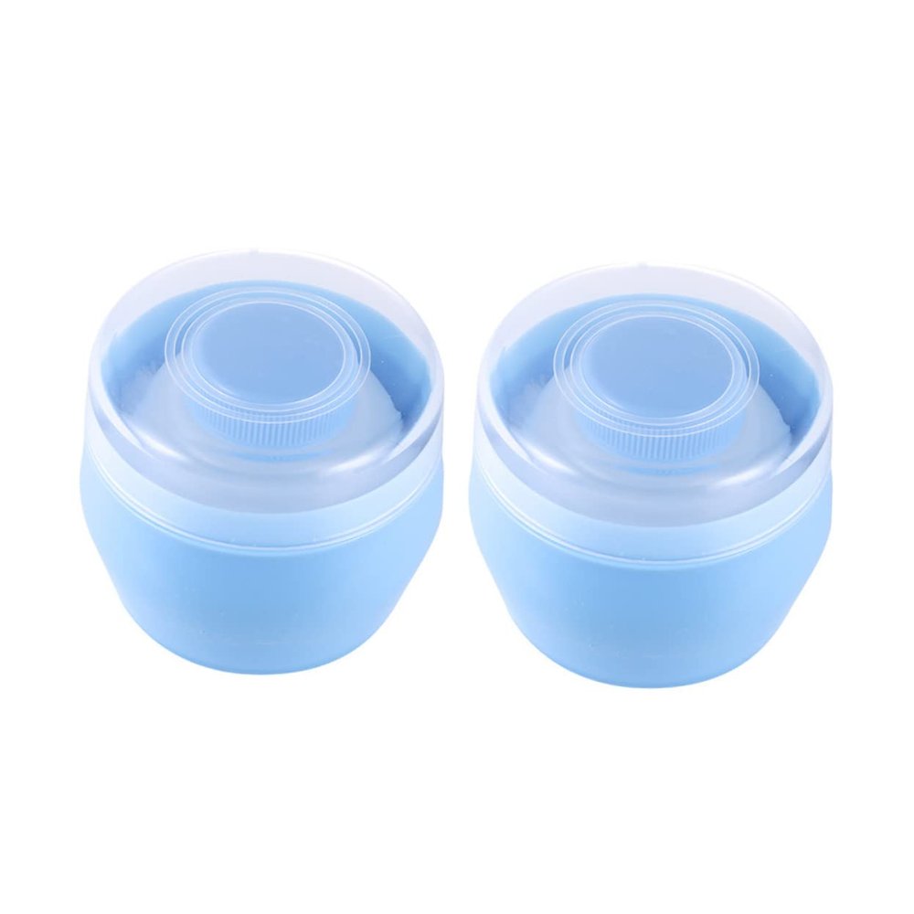 Angoily 2pcs Plush Powder Puff for Boy Girl with Sifter and Storage Box Gentle Body Talcum Powder Applicator Sky Blue Home and Travel Use