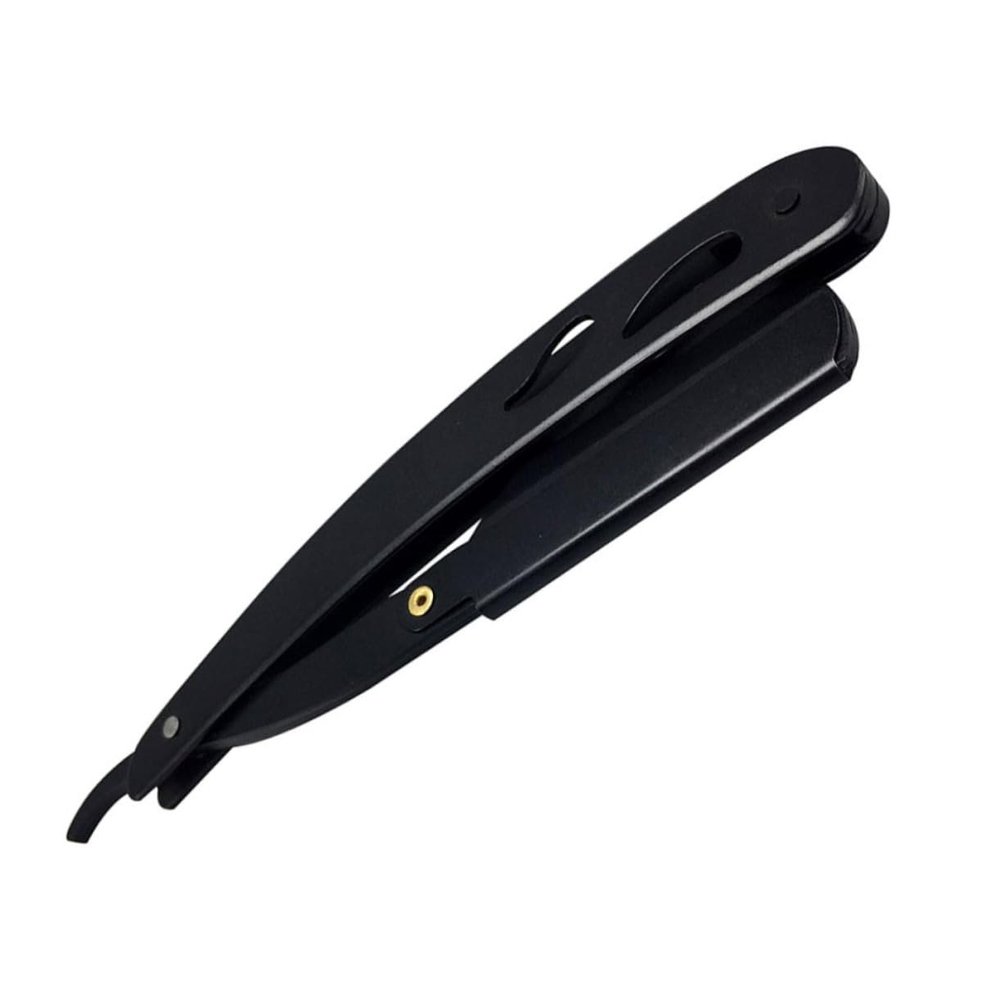 Beavorty Stainless Steel Manual Razor for Men Vintage Professional Straight Shaving Tool for Barbers and Home Use Easy to Handle Space-saving Design Black