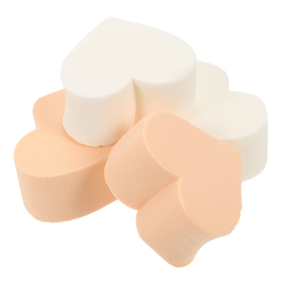 Angoily 4pcs Random Color Heart-shaped Makeup Sponges for Precision Foundation Blending Non-latex Cosmetic Applicators for Women Soft and Comfortable Beauty Tool