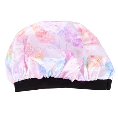 Angoily Fashion Wide Brim Shower Cap for Women Multifunctional Elastic Bathing Hat Reusable Hair Cap for Makeup and Nightwear