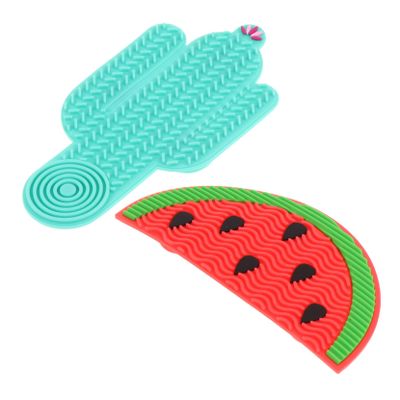 Angoily 2pcs Portable Brush Washing Mat Fun Watermelon Design Efficient for Makeup Brushes for Home and Travel Use Keeps Your Makeup Bag Smudge