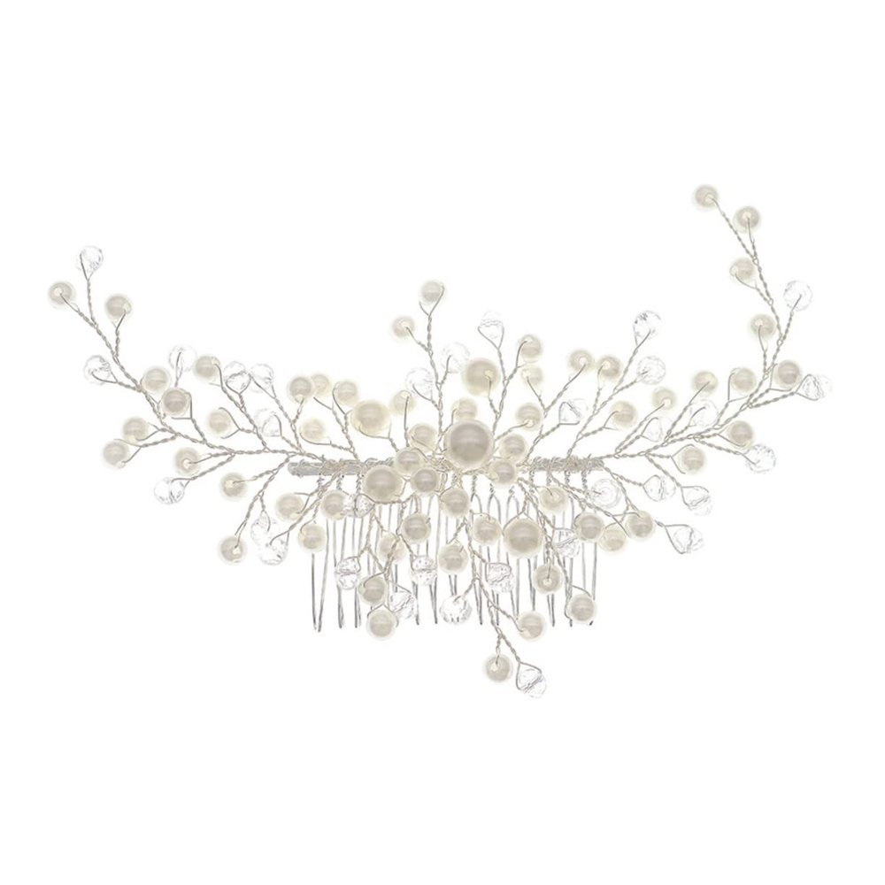 Angoily Handmade Rhinestone Pearl Hair Comb Hair Accessory Fashion Hairpin Headwear Alloy Decor