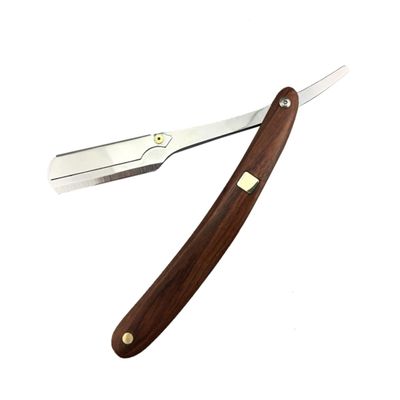 Beavorty Wooden Handle Straight Barber for Men Vintage Metal Shaper for Safe Shaving for Barbers and Hair Salons Portable Design for Travel Use