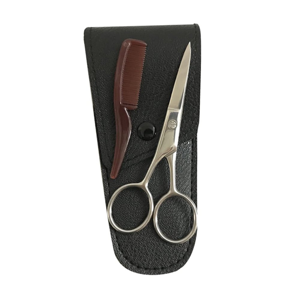 NOLITOY Stainless Steel Mustache and Eyebrow Scissors Set Precision Trimming Shears for Beard and Eyebrow Grooming Durable Design for Home and Professional Use