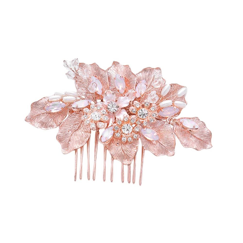 Didiseaon Wedding Hair Piece Bridal Comb Floral Hair Accessories Elegant Bridal Tiara for Bride