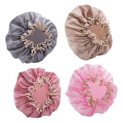Angoily Double-Layer Waterproof Shower Cap 4-Piece Set for Long Hair Hair Salon Use Protective Bathing Caps