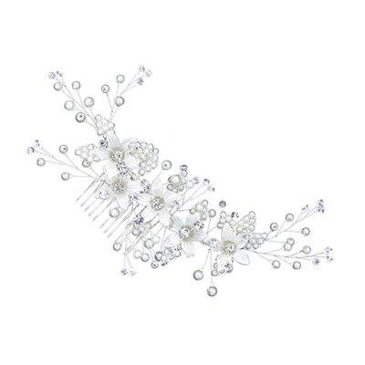 NOLITOY Unique Bridal Hair Jewelry Pearl and Diamond Hair Comb Wedding Party Headpiece Engagement Anniversary