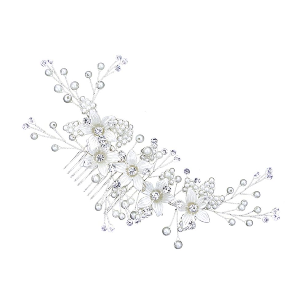 NOLITOY Unique Bridal Hair Jewelry Pearl and Diamond Hair Comb Wedding Party Headpiece Engagement Anniversary