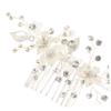 NOLITOY Unique Bridal Hair Jewelry Pearl and Diamond Hair Comb Wedding Party Headpiece Engagement Anniversary view 3