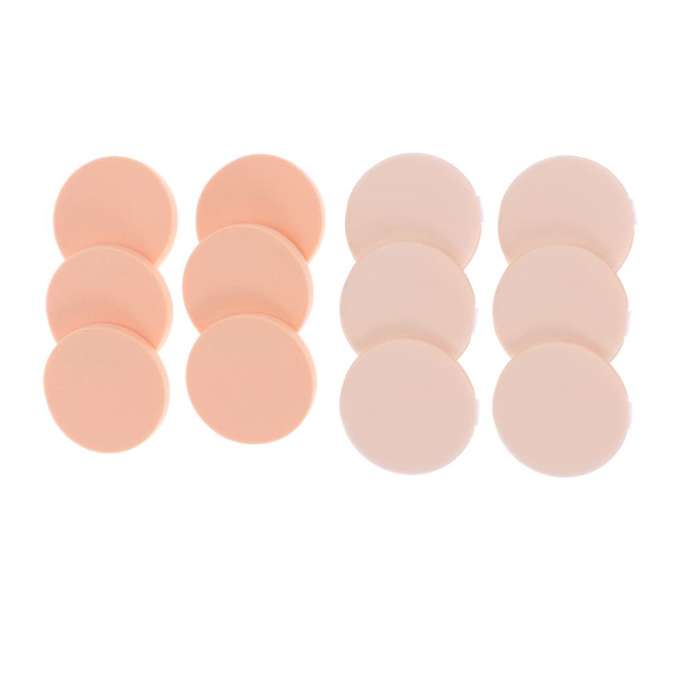 NOLITOY 12pcs Makeup Sponge Puff Elastic Mesh Powder Container Portable Loose Powder Case for Travel and Daily Use for Even Foundation Application