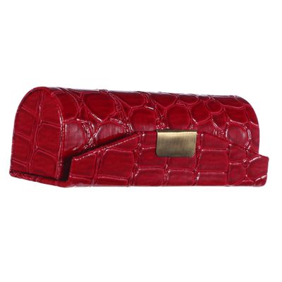 Beavorty Lipstick Holder Case Mirror Pu Leather Single Lipstick Storage Box for Makeup Versatile and Stylish Lip Balm Organizer Vibrant Red for Women and Girls